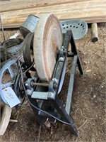 LARGE GRINDING STONE WITH SEAT & ELECTRIC MOTOR