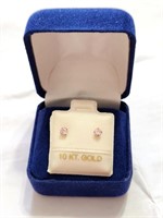 10KT Y. Gold Pink CZ Stud Earrings. Value $50