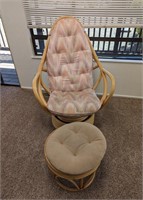 Bamboo Swivel Rocking Chair w/ Footstool #2
