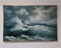 Framed 'Restless Sea' by E. Garin Print on Canvas