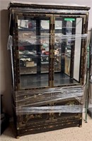 Vintage Oriental Chinoiserie Hand Painted Hutch