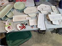 LARGE LOT OF SERVING PLATTERS AND CAKE STANDS