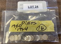 16 SILVER DIMES / VARIOUS DATES / SHIPS