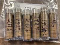 6 VINTAGE ROLLS OF WHEAT PENNIES IN CASES / SHIPS