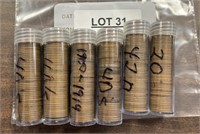 6 ROLLS OF WHEAT PENNIES IN CASES / SHIPS