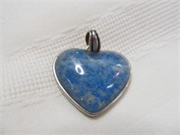 Lapis Lazuli & Sterling Silver Large Heart Pendant