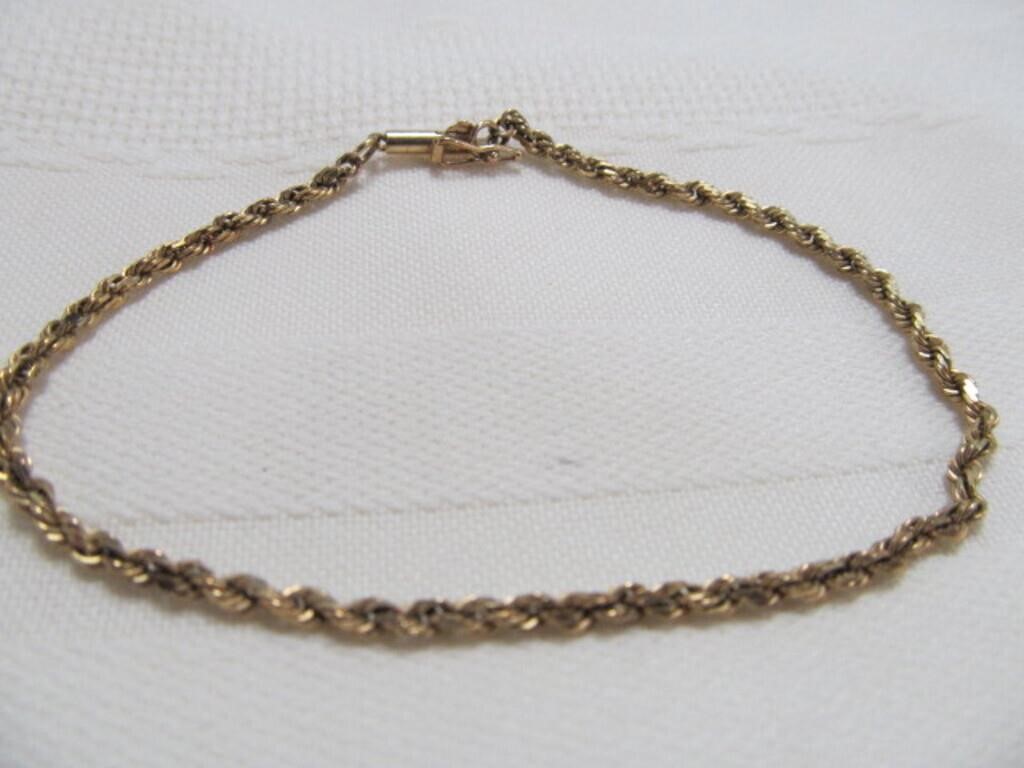 10k Gold (.417) Rope Bracelet - 7"