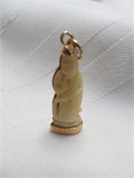 18k Gold Asian Figure Vintage Religious Pendant