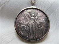 1989 Mexico 1oz .999 Silver Bullion Necklace