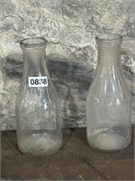 (2) VTG. GLASS MILK BOTTLES