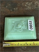 VTG. JADIETE GLASS SQUARE COMPOTE LID