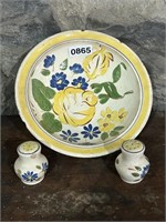 FLORAL PATTERN S/P SHAKER AND BOWL (CHIPS/CRACKS)