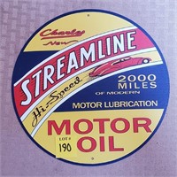 Streamline Motor Oil Round Metal Sign