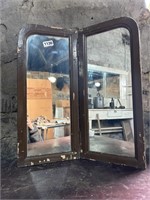 UNIQUE FOLDING ANTIQUE MIRROR APPX 24"X24"