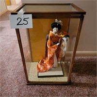 Beautiful Asian Doll in Glass Case