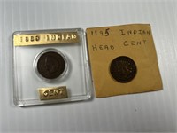 INDIAN HEAD PENNIES - (1) 1889 (1) 1895