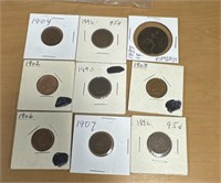Early Indian head pennies & Large coin /  SHIPS