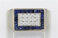 1.40 Ct Diamond Sapphire  Statement Ring 14 Kt
