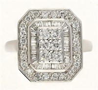 1.10 Ct Diamond Cluster Halo Ring 14 KT