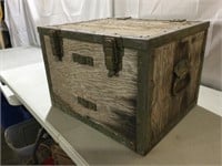 Wooden Box, Metal Locks/Handles, 13”T x 19”L x 16”