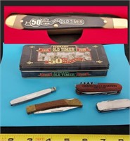 5 old pocket knives SHRADE OLD TIMER & more