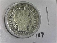 1907 Barber Dime