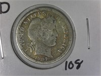 1907-D Barber Dime