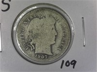 1907-S Barber Dime