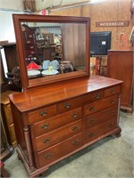 Willett dresser with mirror/ full bed and rails