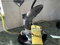 BRONZE TROUT TABLE LAMP WITH SHADE