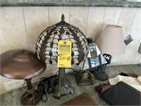 ASSORTED DESK LAMPS - 1- BRASS / 2- TIFFANY STYLE