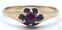 Vintage 14K Yellow Gold Ruby Babies Ring