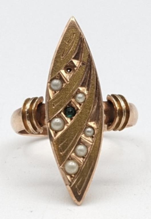 Antique 12K Yellow Gold Pearl Ring