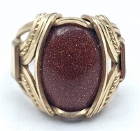 Mens Vintage Gold-Filled Goldstone Ring