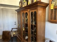 WOOD & GLASS CHINA CABINET WITH DRAWER & BASE