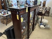 WOOD & GLASS CABINET WITH 4 DOORS