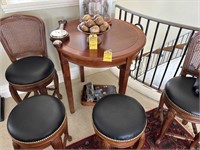 WOOD DINING SET - TABLE WITH 4 CHAIRS WITH LEATHER