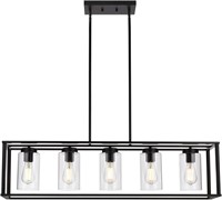 VINLUZ Farmhouse Chandeliers Rectangle Black 5