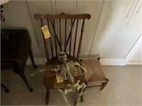ANTIQUE WOOD CHAIR WITH STOOL