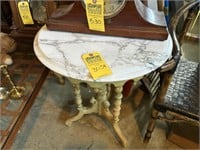 WOOD END TABLE WITH MARBLE TOP - 30Hx22W