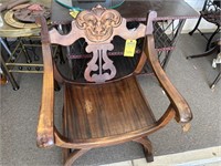 WOOD ENGRAVED ARM CHAIR