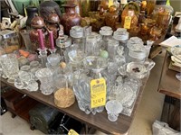 ASSORTED GLASSWARE - CUPS, PITCHERS, ASH TRAYS, ET