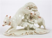 Rosenthal Porcelain Dachshund Chasing Fox Figurine