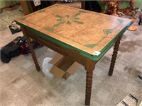 Antique Draw Leaf Table (Granite Top ~ 25" 39")