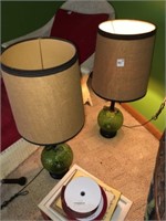 Pair of Green Mid Century Lamps