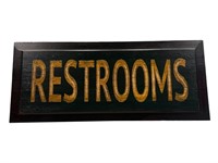 Hand Painted Wooden Restrooms Sign