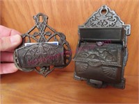 2 Antique cast iron match holders