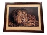 Framed Lion Wall Art Piece