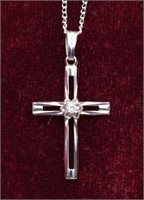Sterling Silver Gemstone-accent Cross Necklace