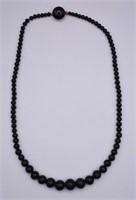 Antique Japan Black Glass Bead Necklace